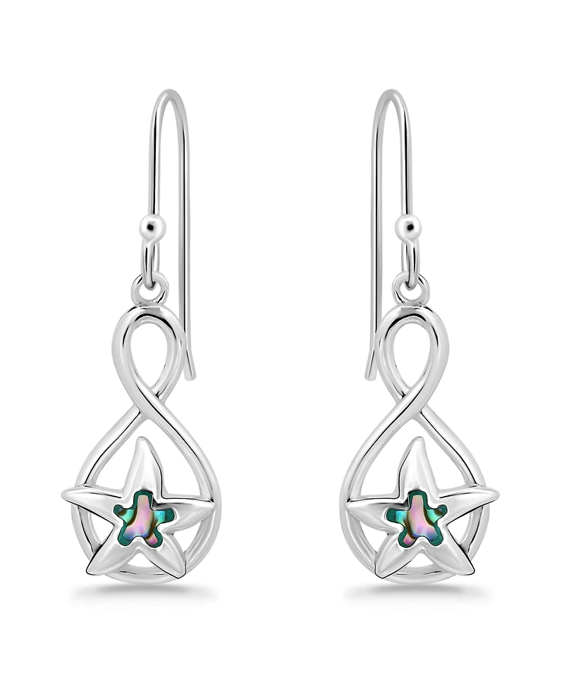 Macy's Abalone Inlay Starfish Motif Fishhook Drop Earrings