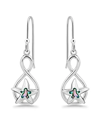 Macy's Abalone Inlay Starfish Motif Fishhook Drop Earrings
