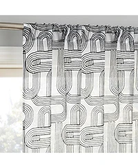 Kaz Embroidered Retro Like Curves Sheer Rod Pocket Curtain Panel