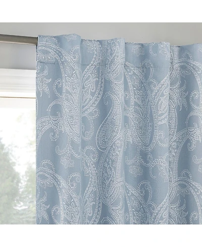 Pedra Paisley Embroidery 100% Blackout Back Tab Curtain Panel