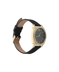 Jessica Carlyle Women's Analog Black Leather Strap Plain Watch 34mm