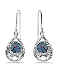 Macy's Abalone Inlay Center Fishhook Drop Earrings