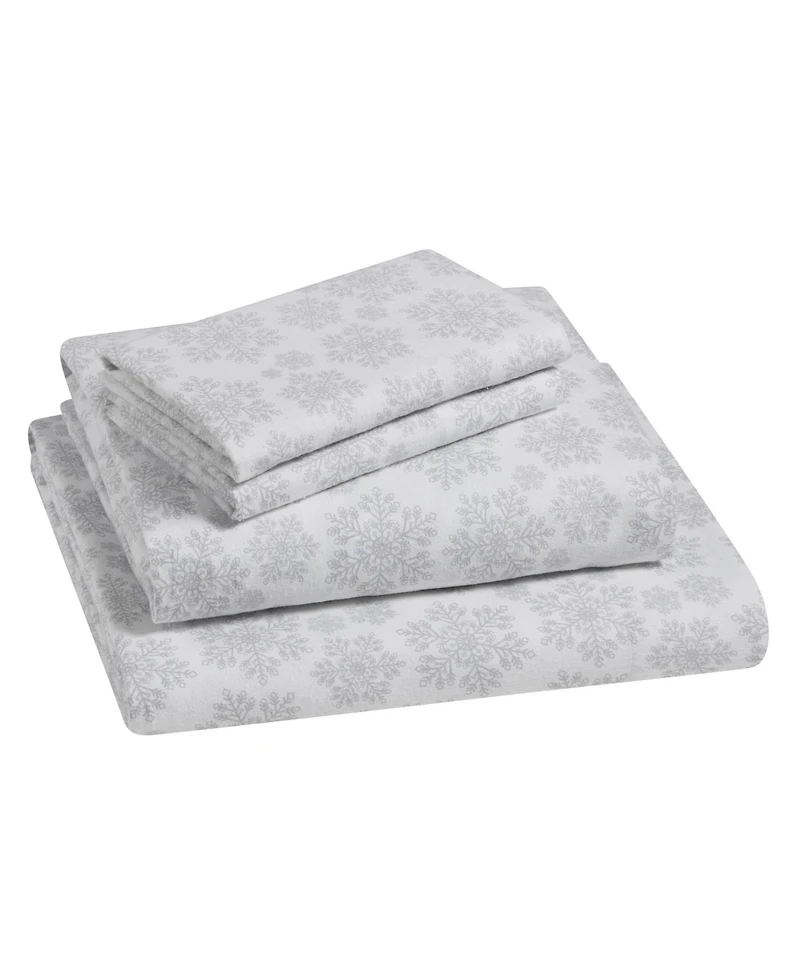 Tahari Home Snowflake 100% Cotton Flannel 4-Pc. Sheet Set, Full