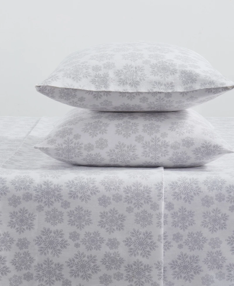 Tahari Home Snowflake 100% Cotton Flannel 4-Pc. Sheet Set, Full