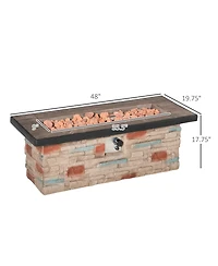 Outsunny 48" Propane Gas Fire Pit Table for Patio w/ Cover and Lava Rocks