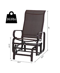 Outsunny Gliding Lounger Chair, Outdoor Swinging Chair with Smooth Rocking Arms and Lightweight Construction for Patio Backyard, Brown