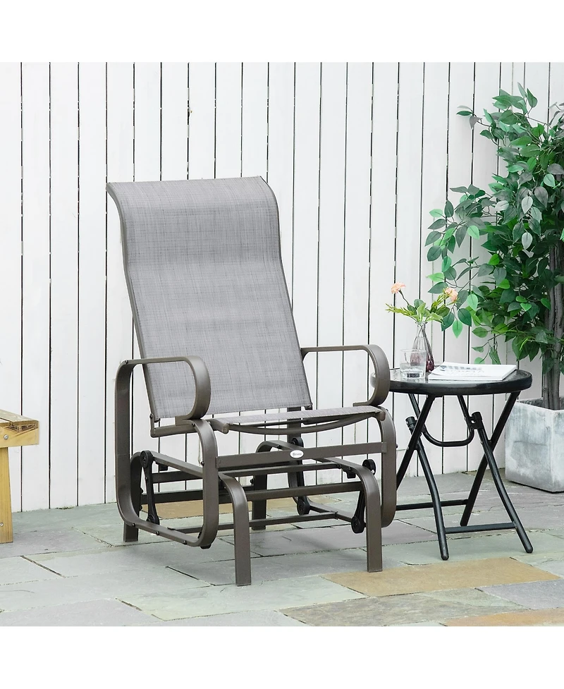 Outsunny Gliding Lounger Chair, Outdoor Swinging Chair with Smooth Rocking Arms and Lightweight Construction for Patio Backyard