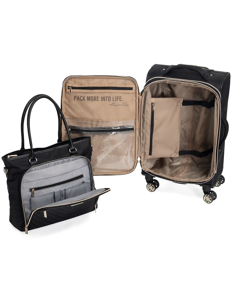 Chelsea Softside Chevron Expandable 2pc 20" Carry-On Luggage + Matching 15" Laptop Tote Set