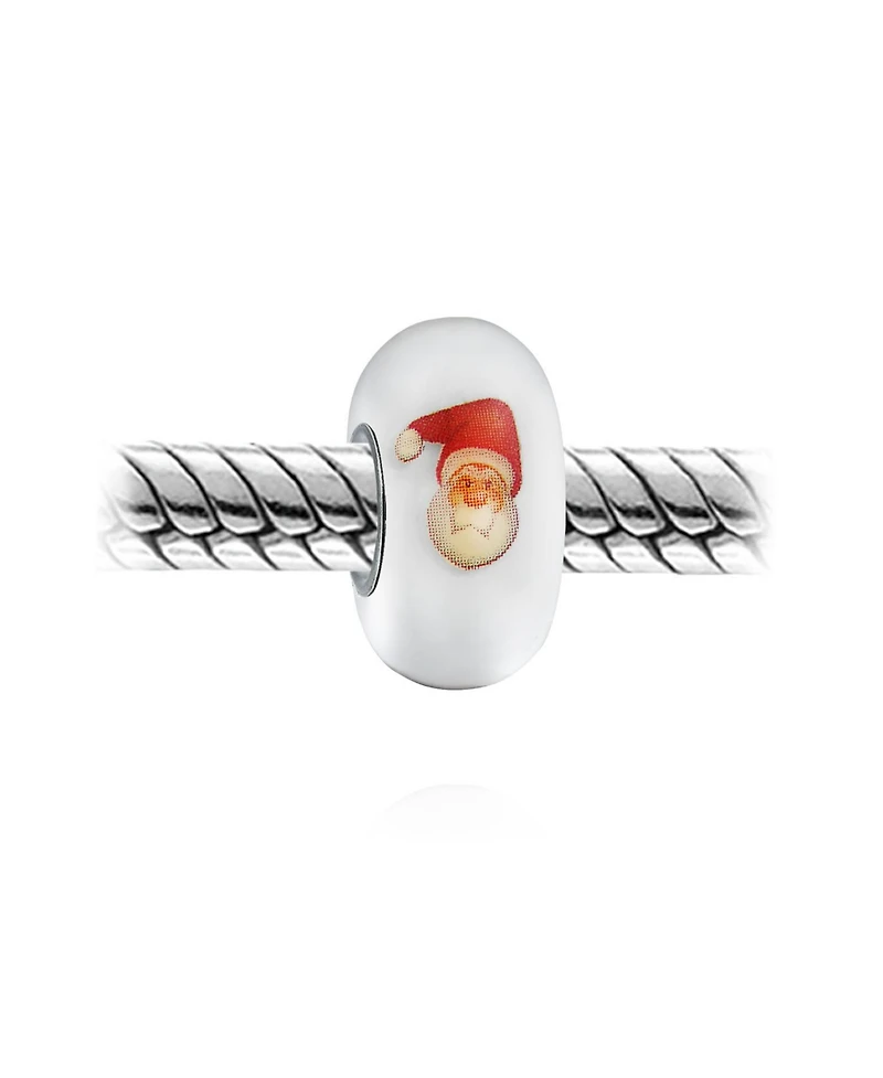 Bling Jewelry White Red Murano Glass Christmas Charm Bead for European Bracelets