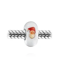 Bling Jewelry White Red Murano Glass Christmas Charm Bead for European Bracelets