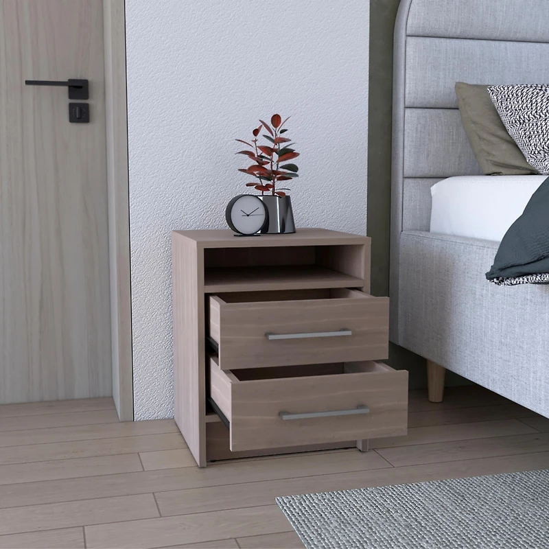 Depot E-shop Leyva Nightstand, Two Drawers, Superior Top