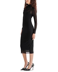 Steve Madden Women's Vivienne Mesh Long-Sleeve Midi Dress
