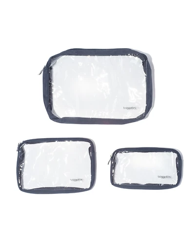 Baggallini Women's Clear Travel Pouches, Set of 3