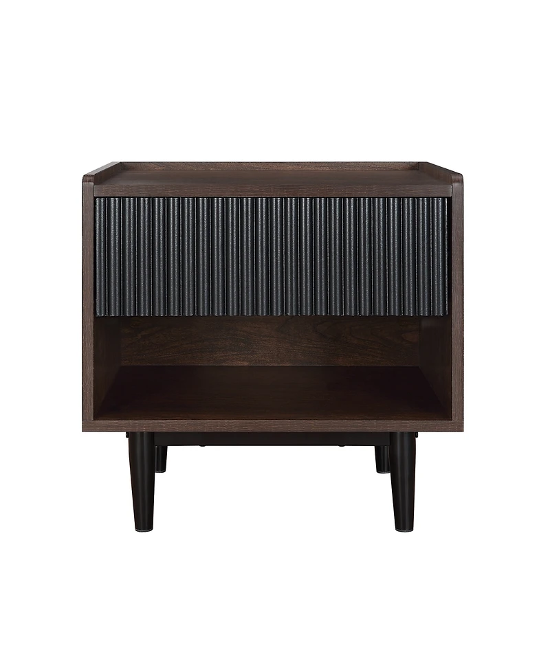 Manhattan Comfort Duane 20.23" Ribbed 1-Drawer Nightstand