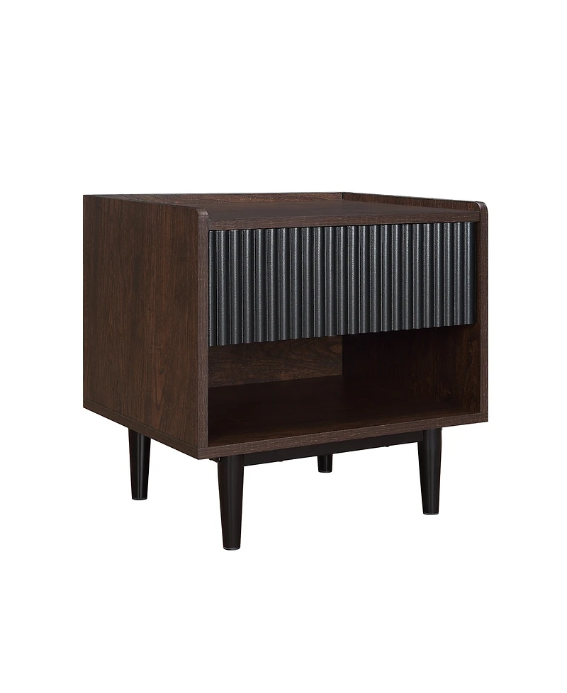 Manhattan Comfort Duane 20.23" Ribbed 1-Drawer Nightstand