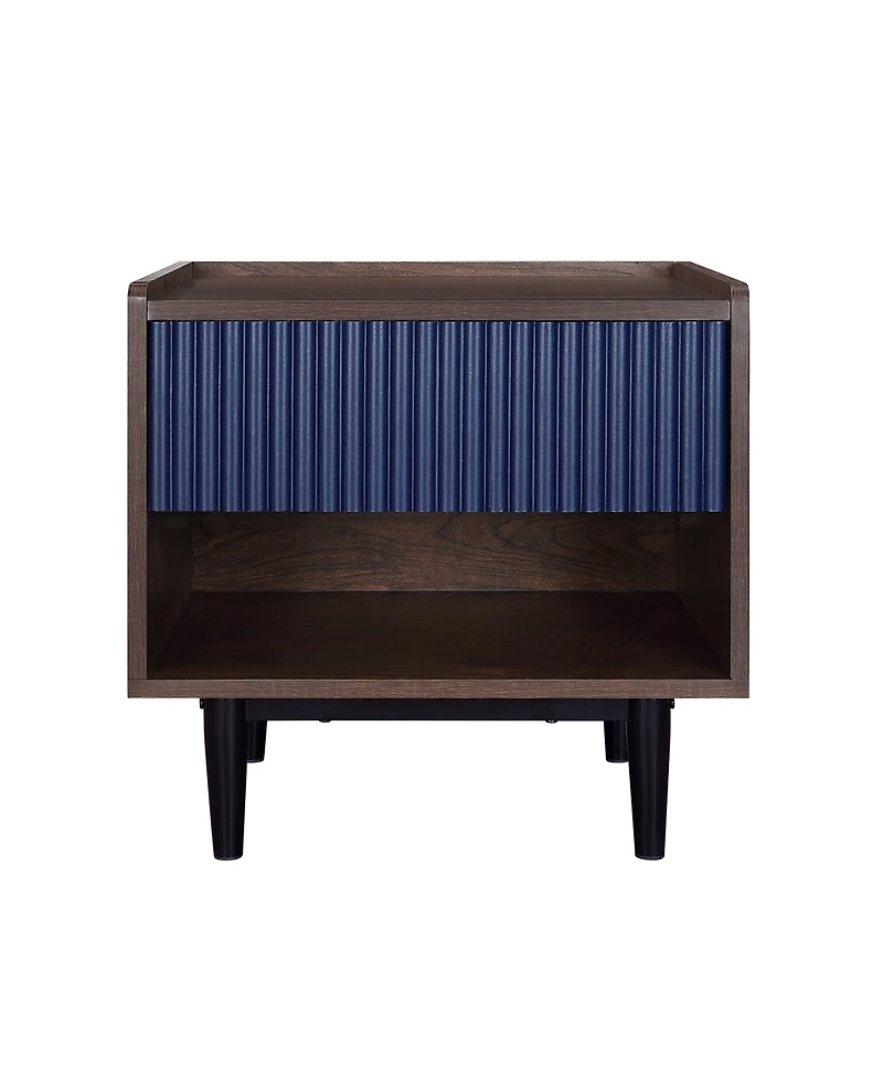 Manhattan Comfort Duane 20.23" Ribbed 1-Drawer Nightstand