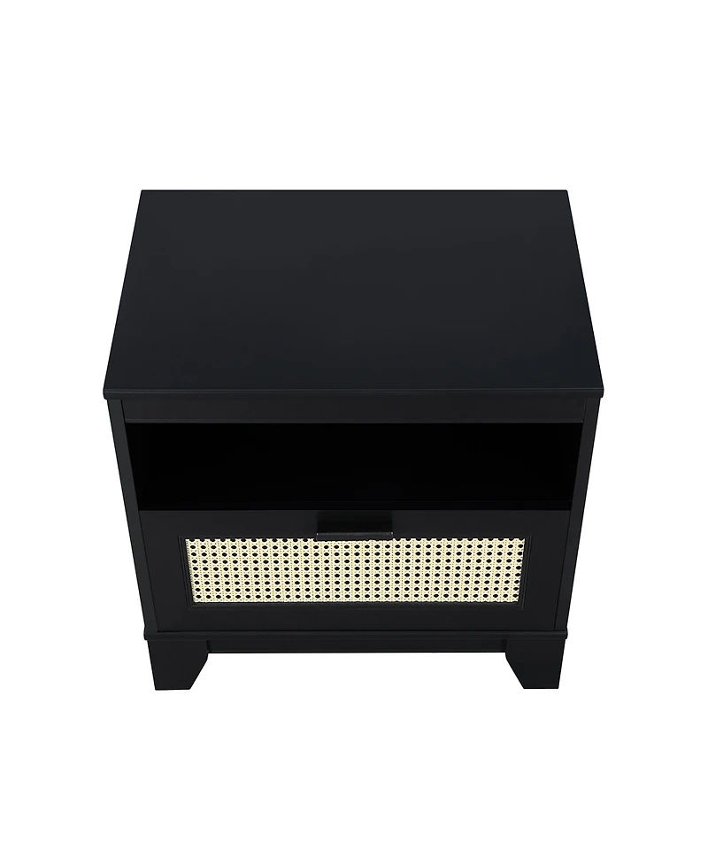Manhattan Comfort Sheridan 21.63" 1-Drawer Cane Nightstand
