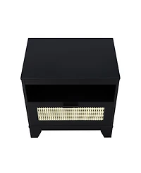 Manhattan Comfort Sheridan 21.63" 1-Drawer Cane Nightstand