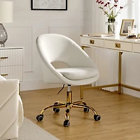 Hulala Home Modern Velvet Office Chair with Adjustable Swivel for Study Vanity