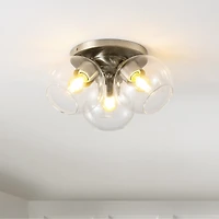 Iris Farmhouse Rustic Iron/Glass Led Semi Flush Mount
