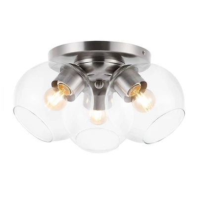 Iris Farmhouse Rustic Iron/Glass Led Semi Flush Mount