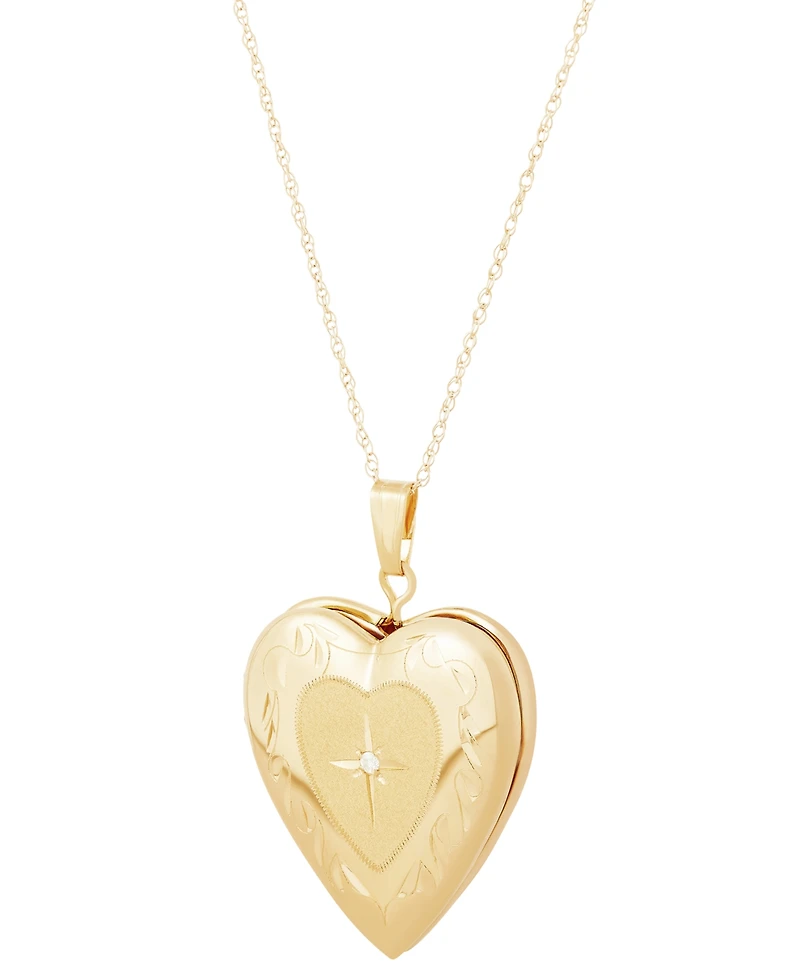 Diamond Accent Heart Locket 18" Pendant Necklace in 10k Gold
