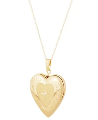Diamond Accent Heart Locket 18" Pendant Necklace in 10k Gold
