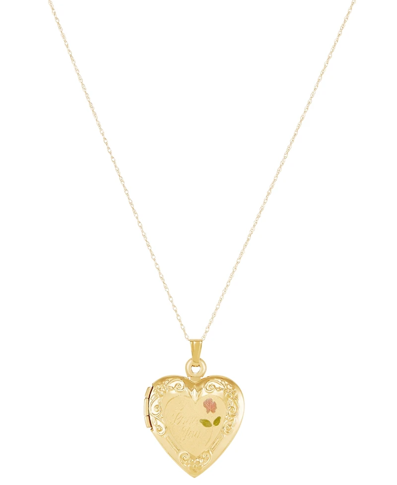 Engraved Heart Locket 18" Pendant Necklace in 10k Gold
