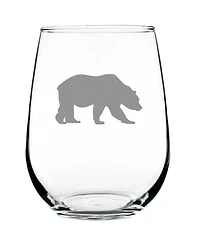 Bevvee Bear Silhouette Rustic Cabin Gifts Stem Less Wine Glass, 17 oz
