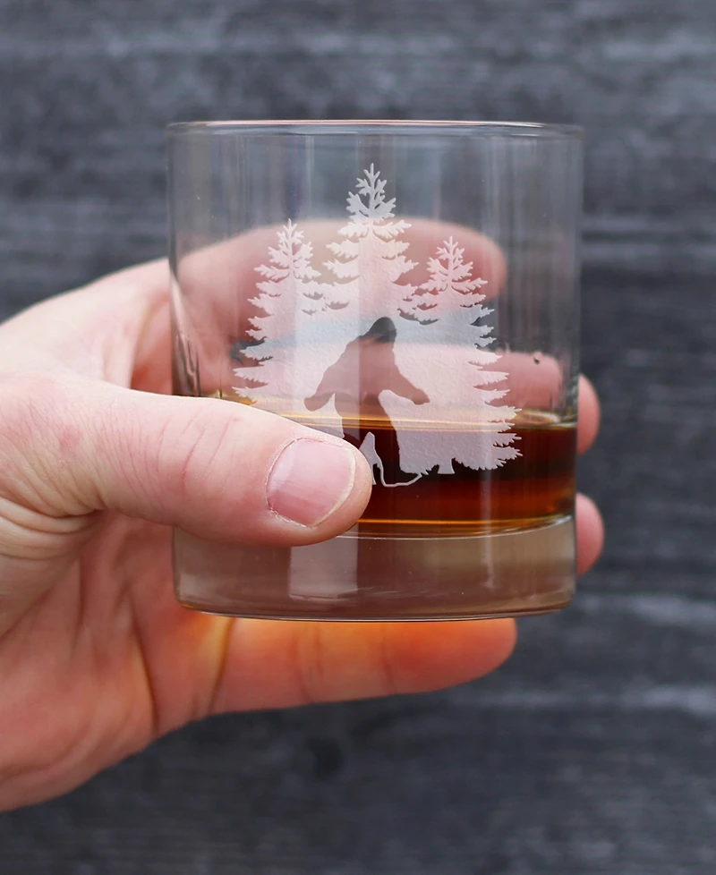 Bevvee Bigfoot Sasquatch Gifts Whiskey Rocks Glass, 10 oz