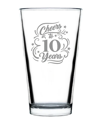 Bevvee Cheers to 10 Years 10th Anniversary Gifts Pint Glass, 16 oz