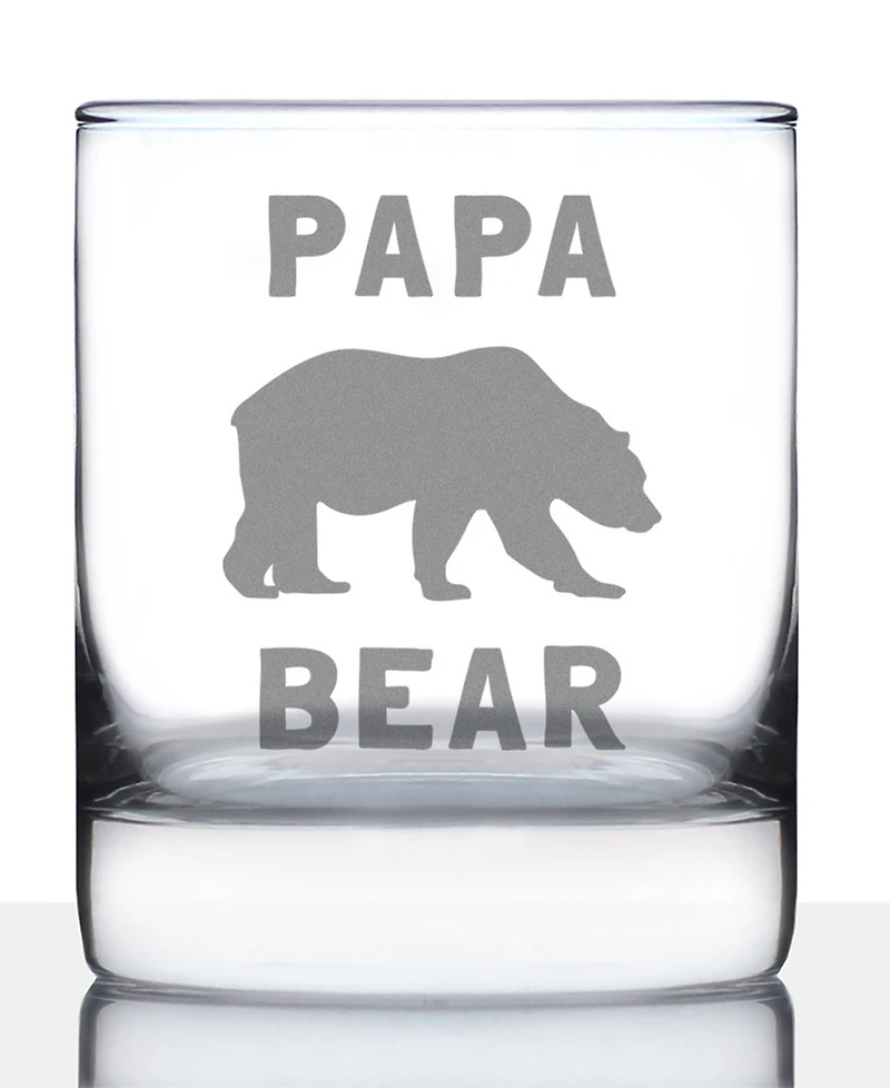 Bevvee Papa Bear Dad Gifts Whiskey Rocks Glass, 10 oz