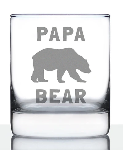Bevvee Papa Bear Dad Gifts Whiskey Rocks Glass, 10 oz