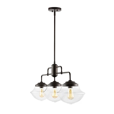 Avery Industrial Farmhouse Rustic Iron/Glass Linear Led Pendant