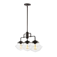 Avery Industrial Farmhouse Rustic Iron/Glass Linear Led Pendant