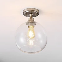 Jonathan Y Marla Bohemian Farmhouse Iron/Seeded Glass Led Semi Flush Mount