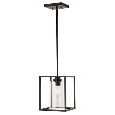 Quinn Industrial Farmhouse Iron/Glass Led Pendant