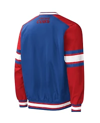 Men's Starter Royal Chicago Cubs Yardline V-Neck Pullover Windbreaker