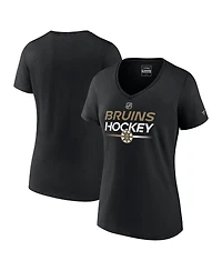 Women's Fanatics Black Boston Bruins Authentic Pro V-Neck T-shirt