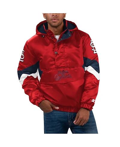 Men's Starter Red St. Louis Cardinals Force Play Ii Half-Zip Hooded Jacket