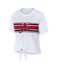 Women's Wear by Erin Andrews White Chicago Bulls Tie-Front T-shirt