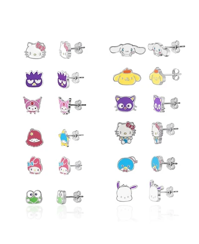 Sanrio Hello Kitty and Friends Stud Earring Set - 12 Pairs, Officially Licensed