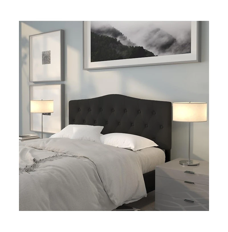Arched Queen Button Tufted Upholstered Headboard