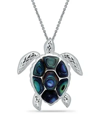 Macys Abalone Or Pink Shell Inlay Turtle Pendant Necklace Circle Fishhook Drop Earrings