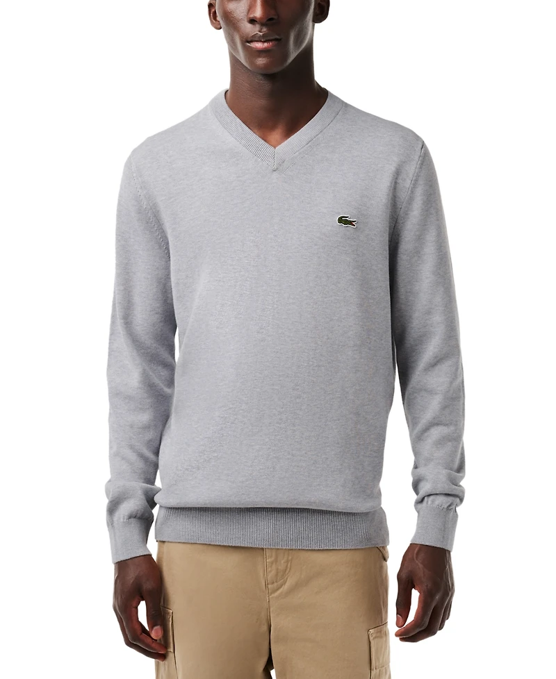Lacoste Men's Regular-Fit Solid V-Neck Sweater - CCA