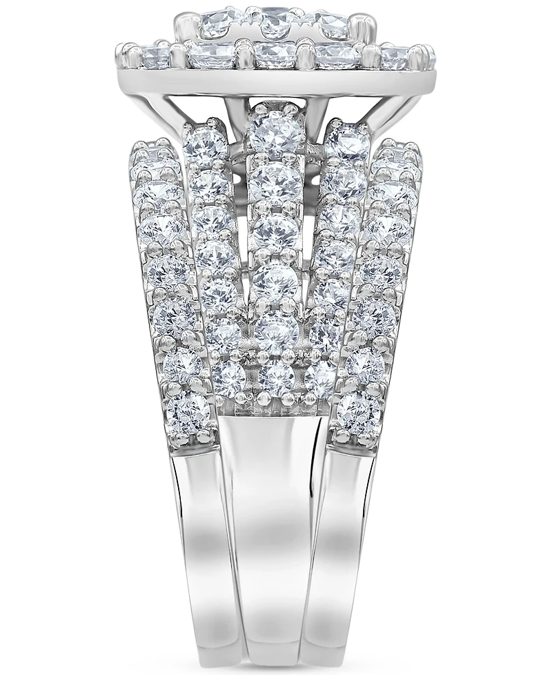 Diamond Halo Three Piece Bridal Set (3 ct. t.w.) in 14k White Gold