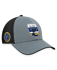 Men's Fanatics Gray, Black St. Louis Blues Authentic Pro Home Ice Trucker Adjustable Hat