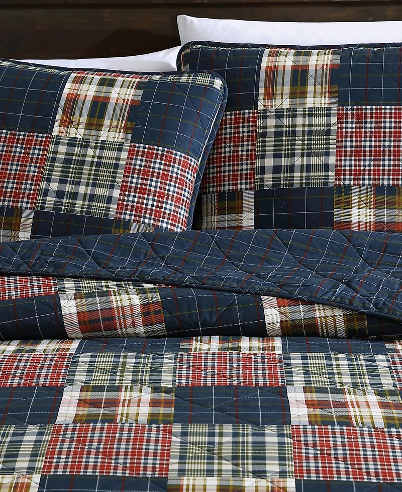 Eddie Bauer Madrona Plaid Reversible 3-Piece Quilt Set, King
