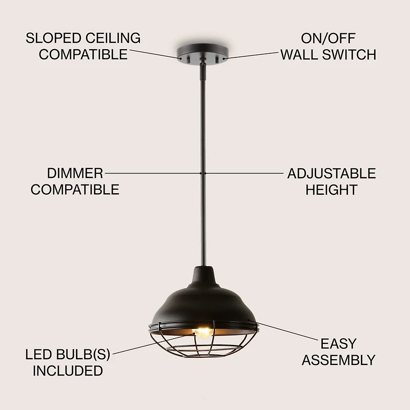 Jonathan Y Levi Industrial Farmhouse Iron Led Pendant