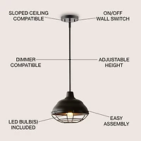 Jonathan Y Levi Industrial Farmhouse Iron Led Pendant